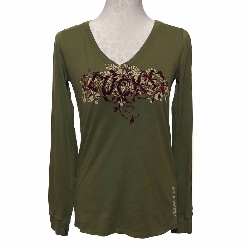 Lucky Brand Flocked Velvet Logo Tee - Picture 1 of 10